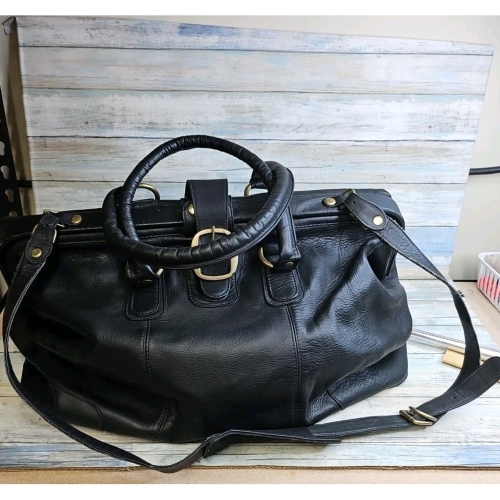 Vintage style Tuscan black leather doctor's‎ bag Travel Case Made in Columbia